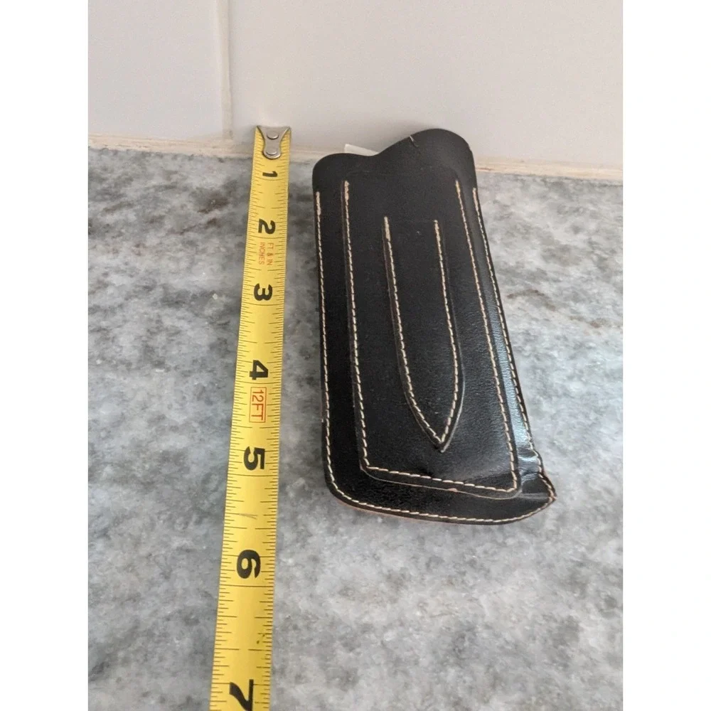 Black Leather Pouch With Snap, Made In Germany With A Small Bristle Brush